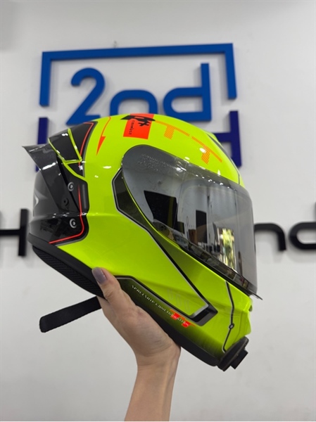 Nón FullFace Yohe 977 - Size M - 1 kính khói tráng gương - Màu xanh - Ngoại hình 98% - Mút chai - Body 1