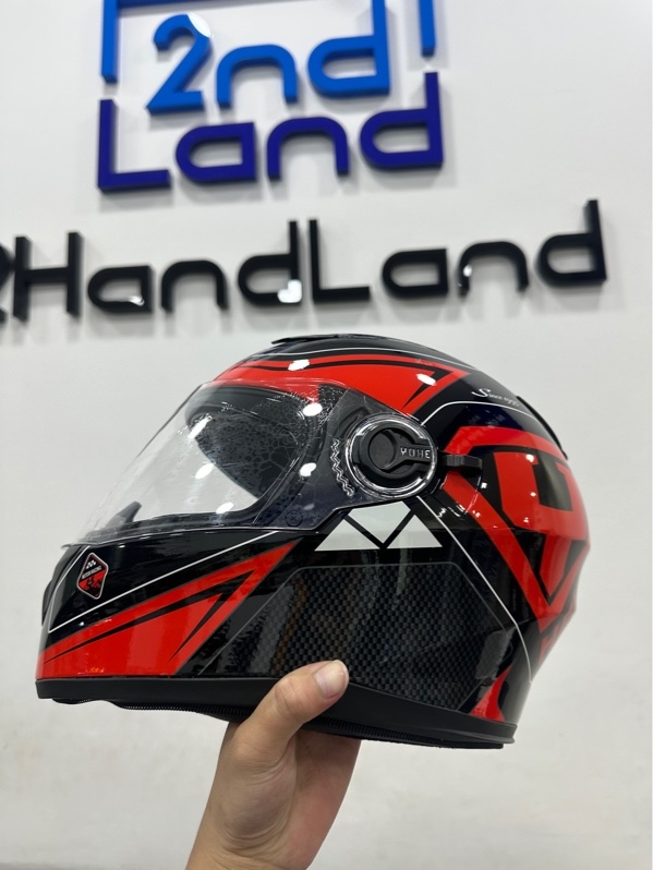 Nón Yohe Helmet 970 - Size L - Màu đen chữ Y đỏ - Ngoại hình 97% - Rạn mặt kính nứt đệm da trong theo thời gian - Body