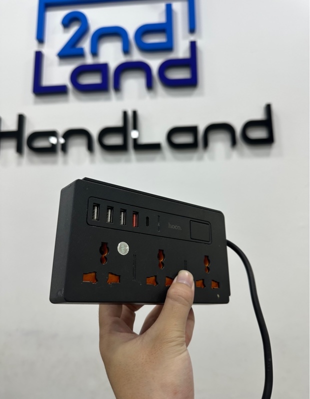 Ổ cắm Hoco DC15 2 in1 Multi-socket ( 4 cổng USB+ Type-C ) hỗ trợ sạc 30W, Quick charger 3.0, PD 18W, dây dài 150cm - Màu đen - Ngoại hình 97% - Body