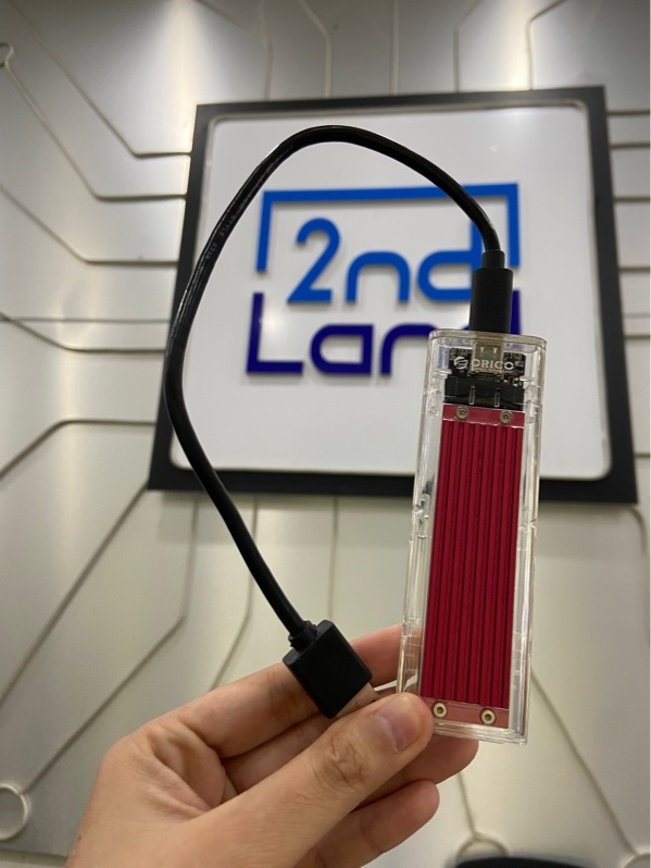 Ổ cứng di động Samsung NVMe - 512GB - Sức khoẻ 87% - Box orico TCM2-C3-RD - Màu hồng - Ngoại hình: 97% - Kèm dây