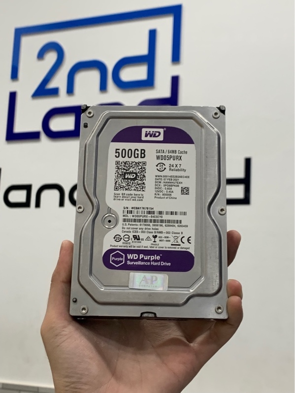 Ổ cứng HDD WD purple sata - 500gb/64mb - Ngoại hình: 97% - Body