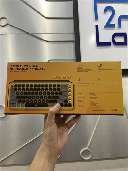 Phím Logitech Pop Keys Mechanical Wireless Keyboard - Màu Vàng Đen - 2 Mode - Brown Switch - Newseal