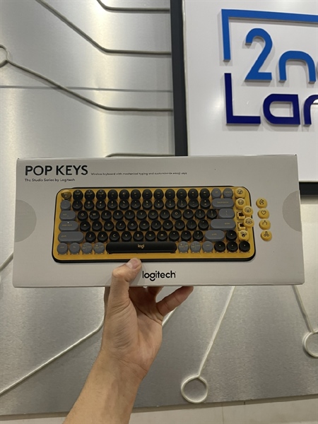 Phím Logitech Pop Keys Mechanical Wireless Keyboard - Màu Vàng Đen - 2 Mode - Brown Switch - Newseal 1