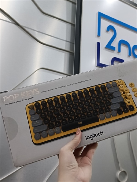Phím Logitech Pop Keys Mechanical Wireless Keyboard - Màu Vàng Đen - 2 Mode - Brown Switch - Ngoại hình 98% - Fullbox