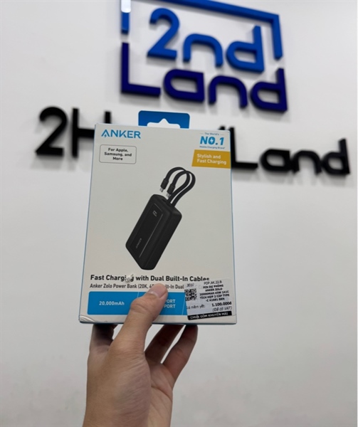 Pin sạc dự phòng Anker Zolo 20000mAh 45W 1A1C tích hợp 2 cáp Type-C A1681 - Màu đen - Ngoại hình 97% - Box 4