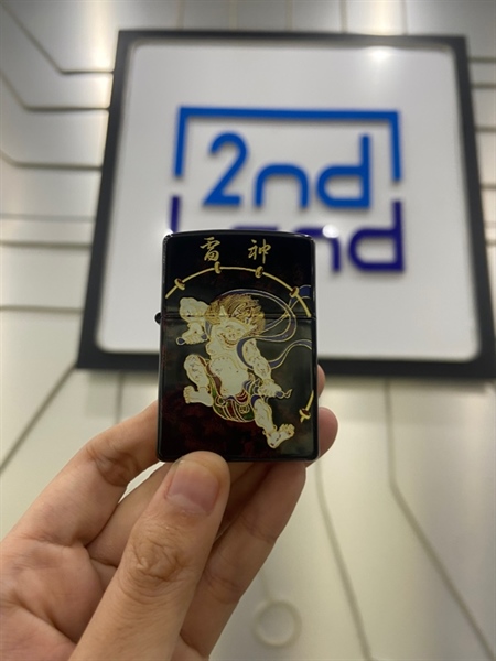 Quẹt Zippo Vintage Raijin Thunder God Japanese Traditional Makie Gold Tank Japan Limited - Màu đen - Ngoại hình: 98% - Kèm Box