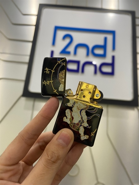 Quẹt Zippo Vintage Raijin Thunder God Japanese Traditional Makie Gold Tank Japan Limited - Màu đen - Ngoại hình: 98% - Kèm Box
