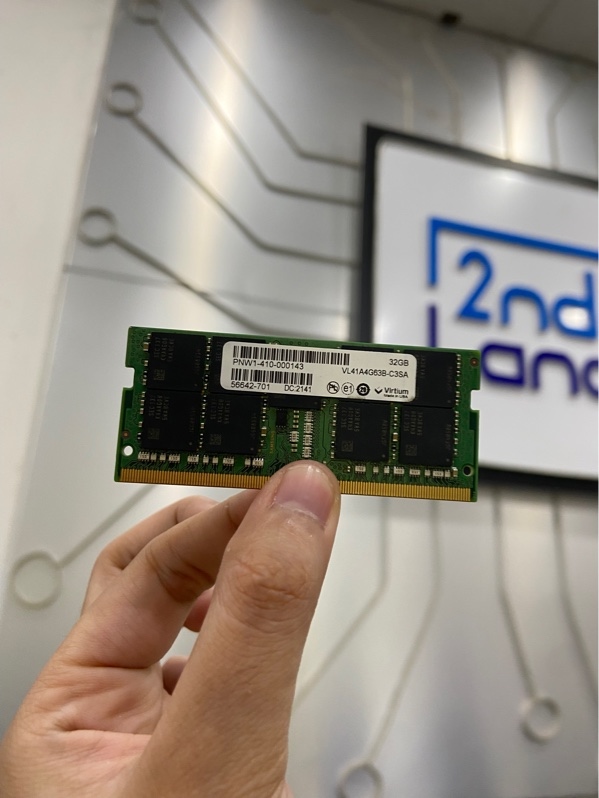 Ram Laptop Virtium 32GB DDR4 SODIMM ECC (Mã sản phẩm: VL41A4G63B-C3SA) - Bus 3200 MHz - Màu đen - Ngoại hình: 97% - Chân hơi oxi hóa nhẹ - Body