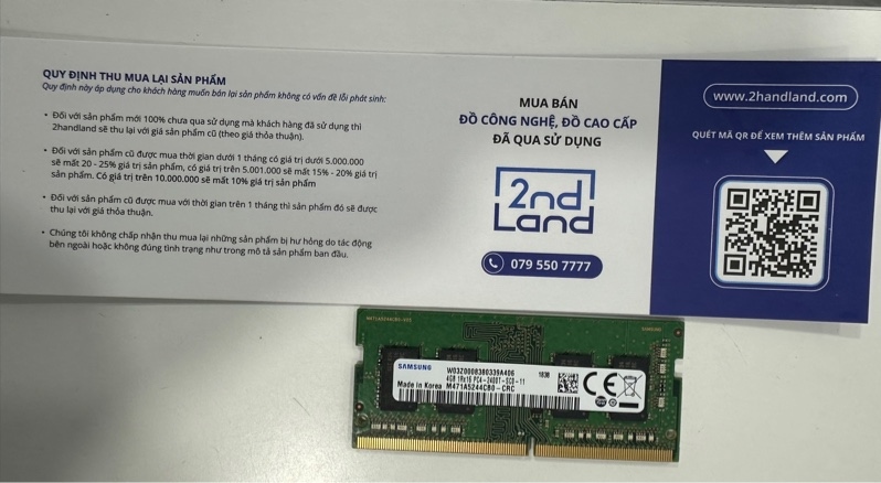 Ram SamSung 4GB DDR4 PC4 Bus 2400 - Màu xanh - Ngoại hình 97% - Body