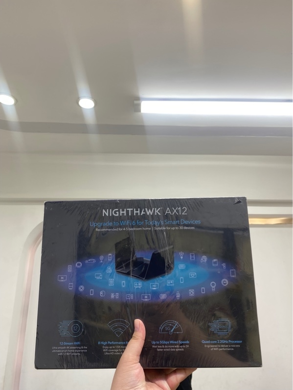 Router WiFi 6 NETGEAR Nighthawk AX12 (Model RAX120v2) - Màu đen - Newseal