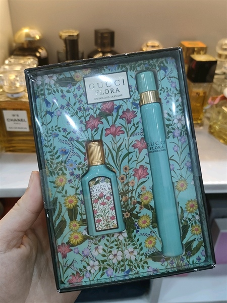 Set Nước hoa Gucci Flora Gorgeous Jasmine EDP - set 5ml Splash + 10ml Spray