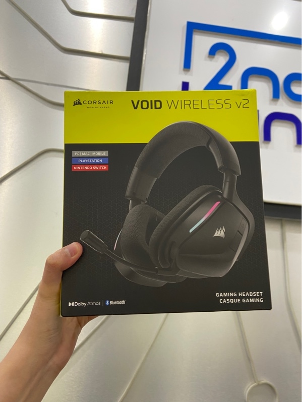 Tai nghe chơi game không dây Corsair Void Wireless V2 - 2 mode kết nối( receiver, bluetooth) - Màu đen - Ngoại hình: 98% - FullBox