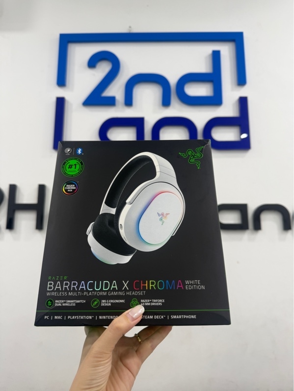 Tai nghe chụp tai Razer Barracuda x Chroma - Màu trắng - Ngoại hình 98% - Kèm 1 mic , 1 đầu chuyển Usb-A , 1 dongle C