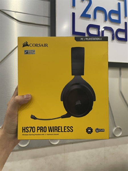 Tai nghe Corsair HS70 Pro Wireless Carbon - Màu Đen - Ngoại hình 97% tróc đệm đầu - Fullbox kèm mic + Receiver + 1 dây sạc