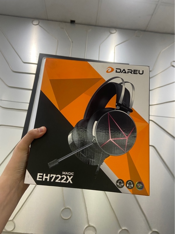 Tai nghe Dareu EH722X - Màu đen - Ngoại hình: 97% - Bong da đệm tai - Kèm Box