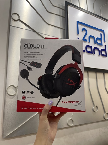 Tai nghe Hyper X Cloud II - Màu Đen - Ngoại hình xấu - Kèm Box - thiếu cục tăng giảm âm lượng - Thiếu mic