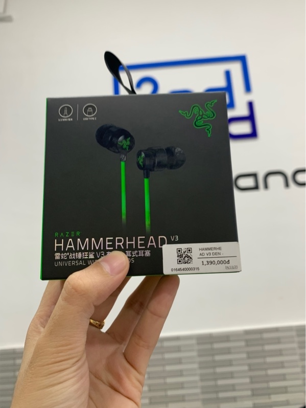 Tai nghe Razer Hammerhead V3 Earbud - Màu xanh - Ngoại hình: 98% - Box
