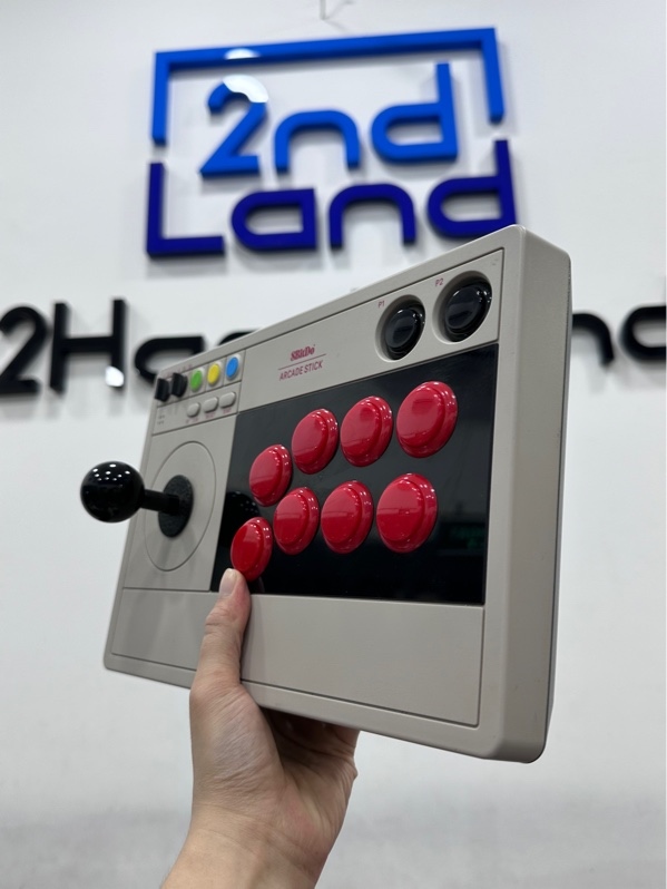 Tay game thùng 8BitDo Arcade Stick / Fight Stick cho Nintendo Switch, PC, smartphone - 2 mode: bluetooth + dây - Màu kem - Ngoại hình 97% - Không có receiver - Body