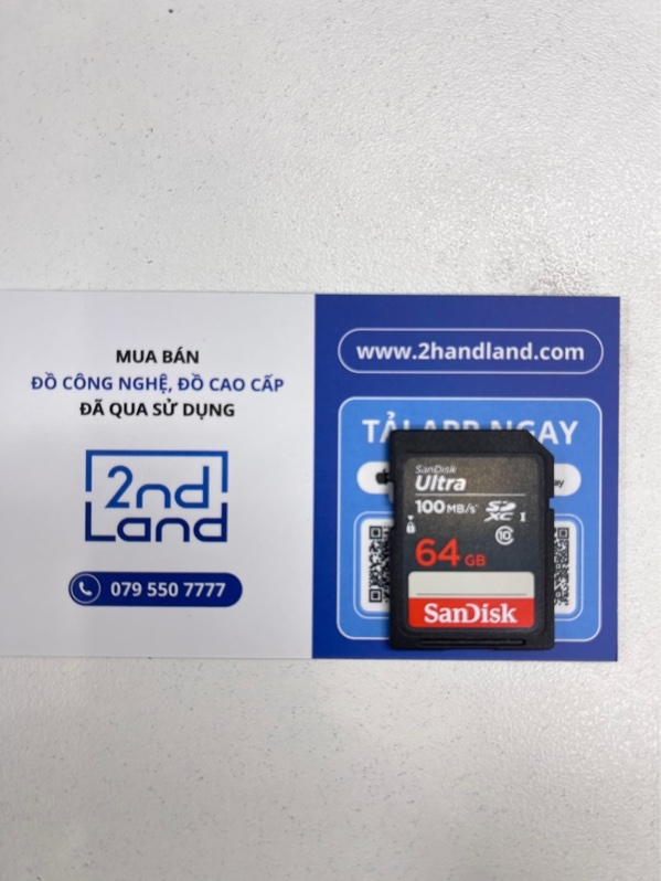 Thẻ nhớ SDXC SanDisk Ultra - 64GB UHS-I - 100mb/s - Màu đen - Ngoại hình 98% - Body
