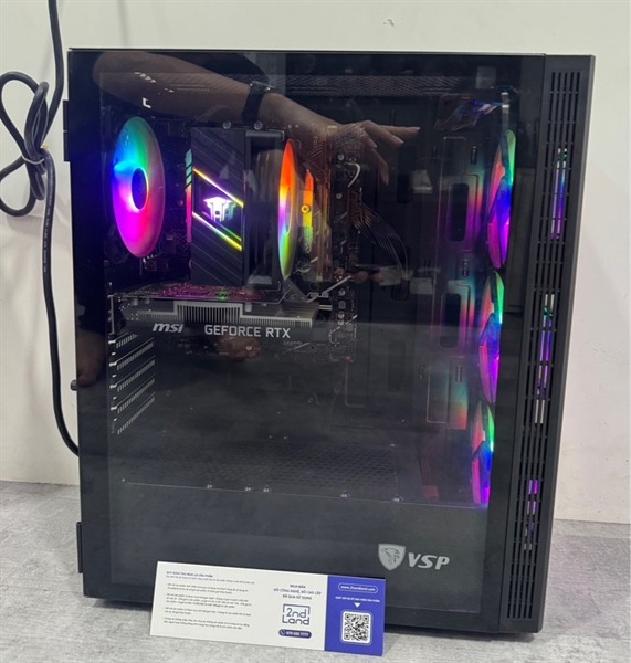 Thùng PC main Asus Prime B760M-K D4 - i5 12400F - GPU MSI Geforce RTX 3050 6GB - Ram 16Gb DDR4/ SSD VSP M.2 NVMe 512Gb (92%) - Nguồn VSP Elite V600P 600W - Case VSP FA05 kèm 4 fans led - Tản nhiệt khí Leopard K400 - Nút RGB không bấm được - Kèm nguồn