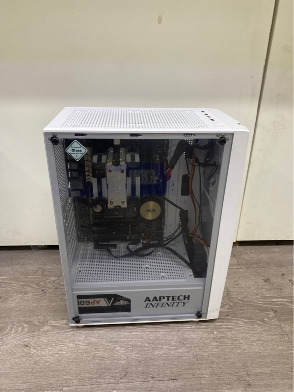 Thùng PC vỏ case máy tính AAP Infinity Mainboard ASUStek comuper INC Z97-K-16gb (8x2 12800) ddr3 Cpu I7 4790 Ssd 120G-Tản nhiệt khí 2 quạt 1 tháp-Nguồn máy tính (PSU) AAPTECH AP600w - Màu trắng - Ngoại hình 98% - quạt tản nhiệt bị lỗi led - Kèm nguồn