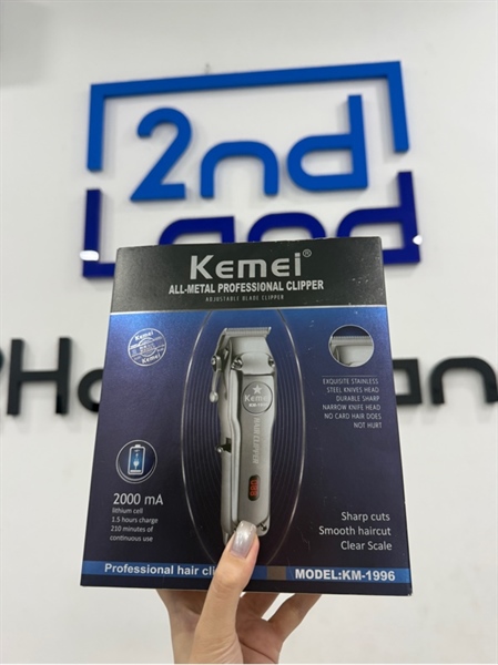 Tông đơ Kemei KM-1996 - Màu bạc - Ngoại hình 98% - Thiếu 1 ngàm - Fullbox