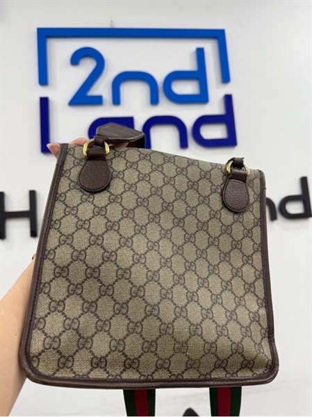 Túi Gucci Neo Vintage GG Medium Messenger - Màu nâu - Ngoại hình 97% - Chữ Gucci hơi mờ , ố bên trong 1