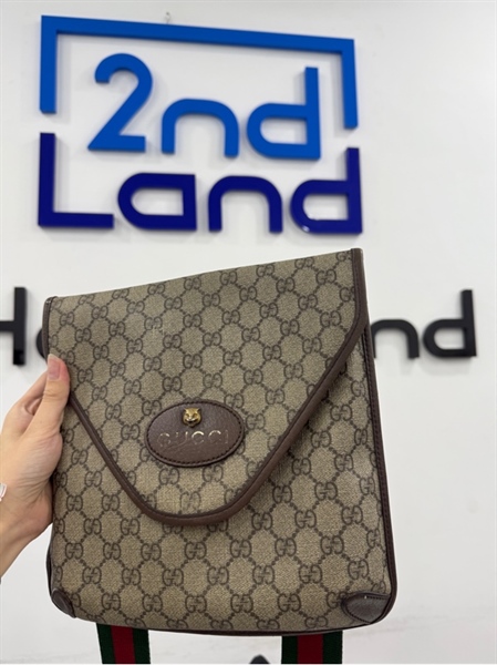 Túi Gucci Neo Vintage GG Medium Messenger - Màu nâu - Ngoại hình 97% - Chữ Gucci hơi mờ , ố bên trong 2
