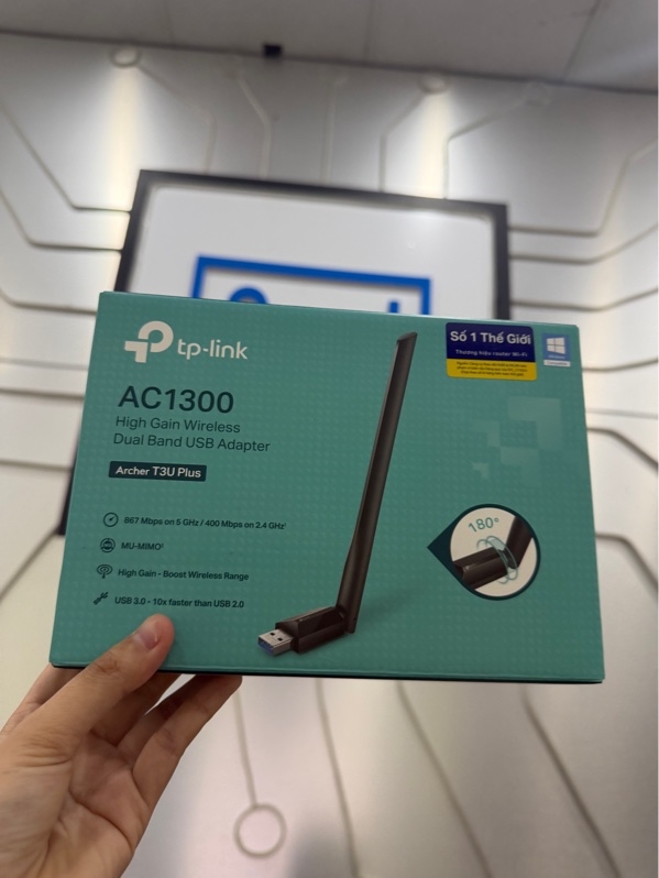 USB Wifi Tp-Link Archer T3U Plus AC1300 - Màu đen - Ngoại hình: 97% - Kèm Box