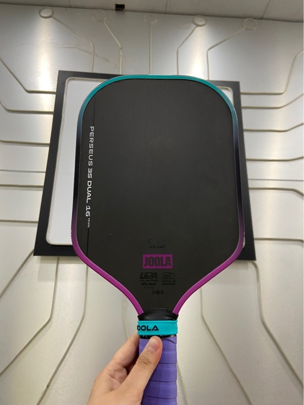 Vợt JOOLA Perseus 3S Dual 16mm Pickleball Paddle (Global) - Màu đen tím - Ngoại hình: xấu - Trầy xướt rất nặng, mặt vợt trầy nhiều - Body
