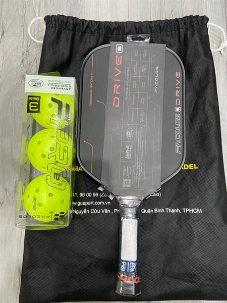 Vợt Pickleball Facolos Drive Swift - Màu đen - Ngoại hình: New chưa sửa dụng - Kèm túi + bóng