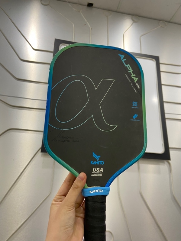 Vợt pickleball Kamito Alpha 16mm - Màu xanh - Ngoại hình: 97% - Trầy sườn nặng - Body