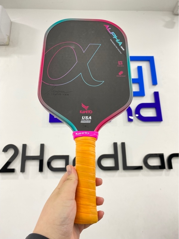 Vợt Pickleball Kamito Alpha Raw Carbon - Màu đen hồng - Ngoại hình 97% - Trầy xước - Kèm Box