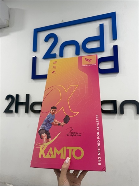 Vợt Pickleball Kamito Alpha Raw Carbon - Màu xanh lá hồng - Ngoại hình 99% - Kèm Box