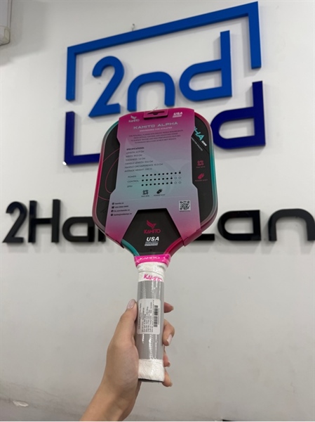 Vợt Pickleball Kamito Alpha Raw Carbon - Màu xanh lá hồng - Ngoại hình 99% - Kèm Box