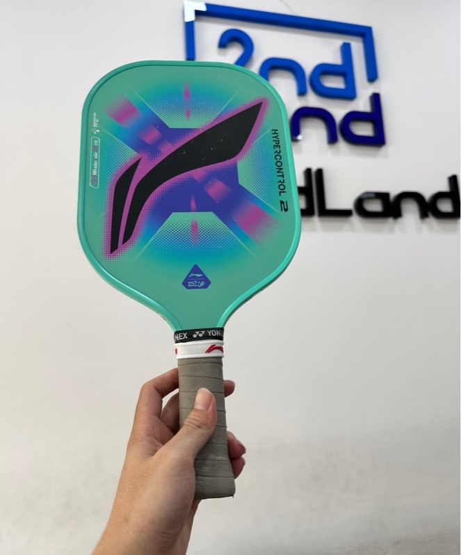 Vợt Pickleball Lining HyperControl 2 - 10.5mm - Màu xanh - Ngoại hình 97% - Viền trầy, ố nhẹ, mặt vợt tróc sơn - Kèm box
