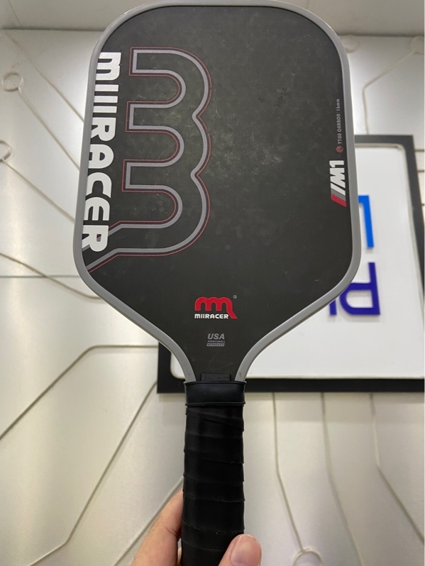 Vợt Pickleball Mirracer M1 T700 Carbon - 16mm - Màu đen xám - Ngoại hình: 96% - Viền trầy khá nhiều mặt vợt trầy nhiều - Body