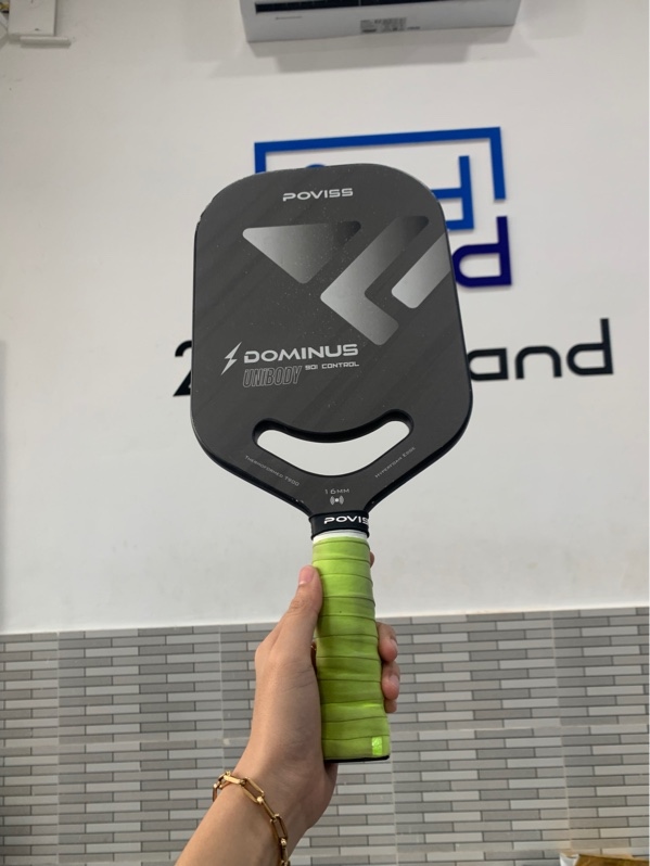 Vợt pickleball Poviss Dominus T900 Carbon - 16mm - Màu xám - Ngoại hình: 94% - Trầy xước nhiều - Body