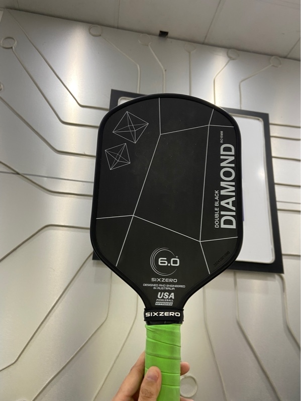 Vợt Pickleball Six Zero Double Black Diamond Rc - 15mm - Màu đen - Ngoại hình: 97% - Kèm túi