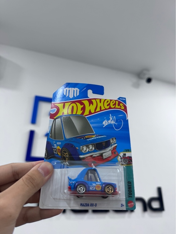 Xe mô hình Hot wheels Mazda RX-3 - Màu xanh - Newseal