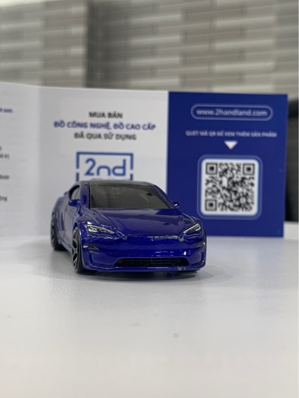Xe mô hình Hotwheels Tesla Model S Plaid - Màu xanh - Ngoại hình: 97% - Body