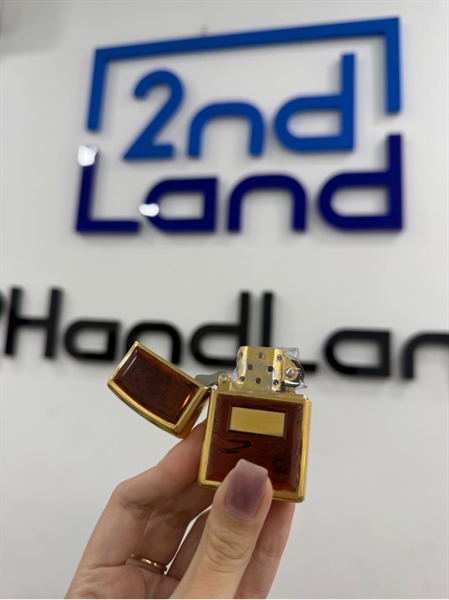 Zippo màu vàng ốp hổ phách - 12/1996 - Màu vàng - Ngoại hình 98% - Body 1