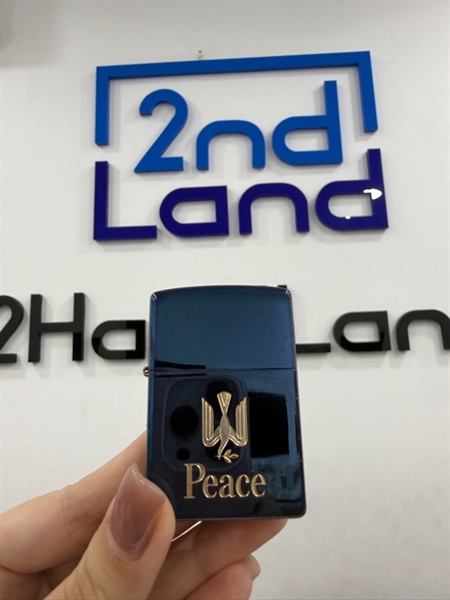 Zippo Peace 10/1999 - Màu xanh - Ngoại hình 96% - Bể bản lề - Body