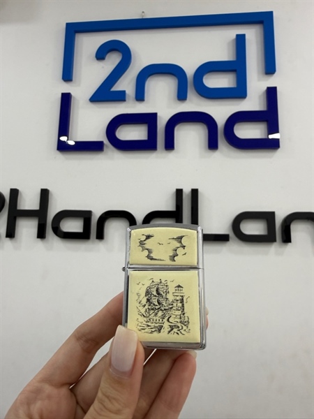 Zippo Scrimshaw Ship 10/1991 - Màu bạc - Ngoại hình 98% - Body