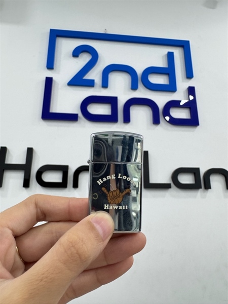 Zippo Slim Hang loose Hawaii 08/1991 - Màu bạc - Ngoại hình 98% - Box