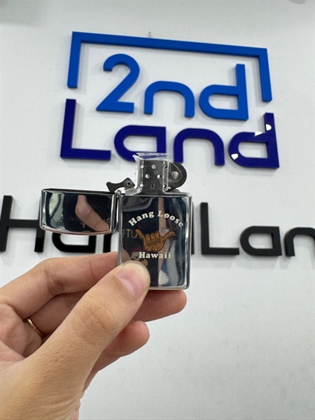 Zippo Slim Hang loose Hawaii 08/1991 - Màu bạc - Ngoại hình 98% - Box 2