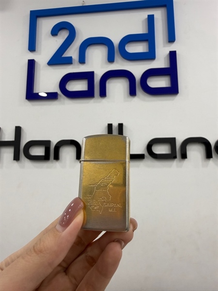 Zippo Slim Saipan Map T11/1987 - Màu vàng - Ngoại hình 97% - Body