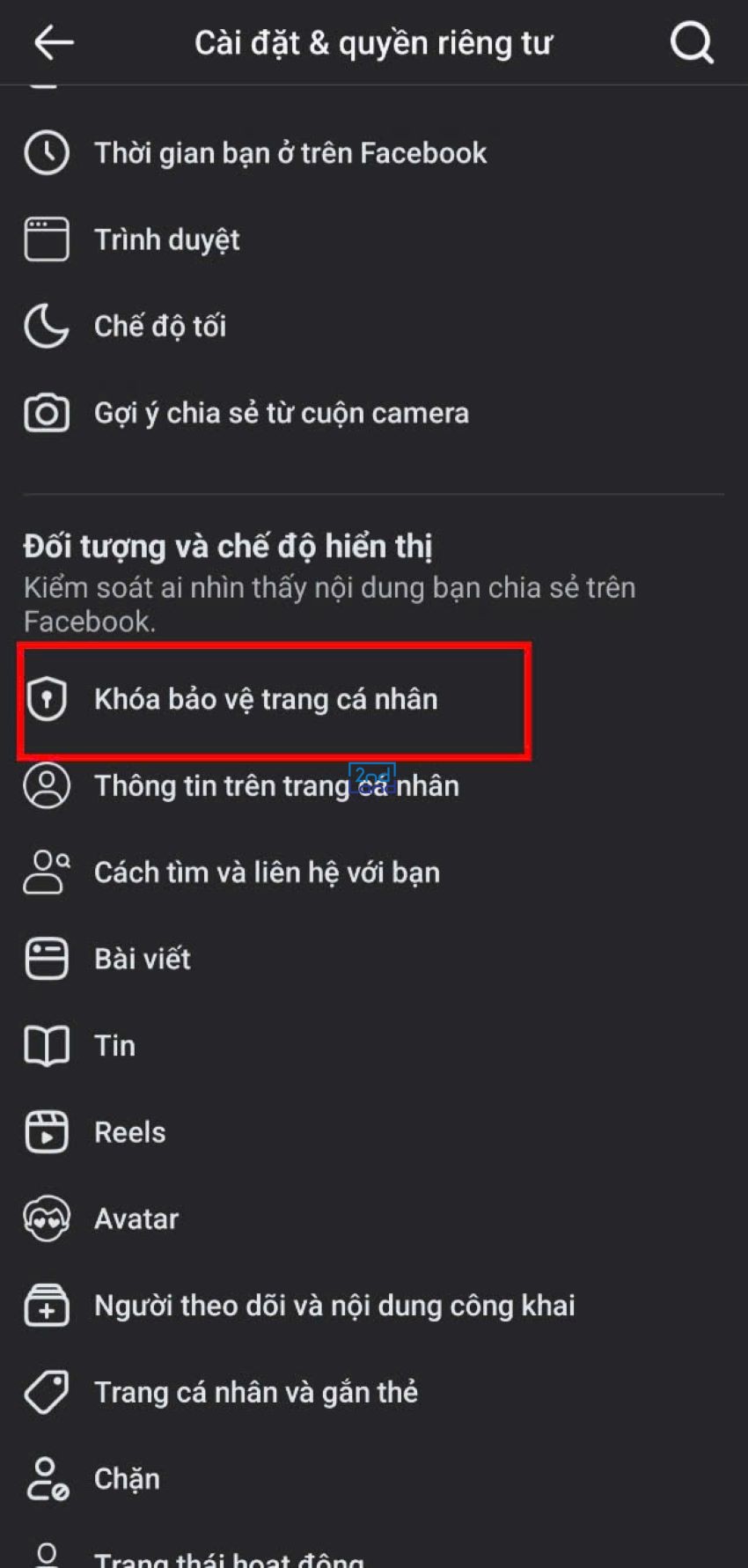Cách khoá trang cá nhân 8