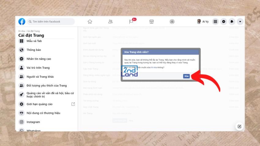 Cách xóa page facebook 6